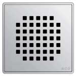 Brush stainless 6"x6" shower drain in the square pattern finish