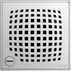 Brushed stainless square shower drain in the pixel pattern finish